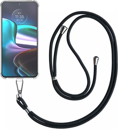 Telefoonhoesje Geschikt voor Motorola Edge 30 Transparant ShockProof met Afneembaar Universeel Telefoonkoord - Cover Case Siliconen ShockProof with Lanyard - Smartphonica geschikt voor Motorola Edge 30