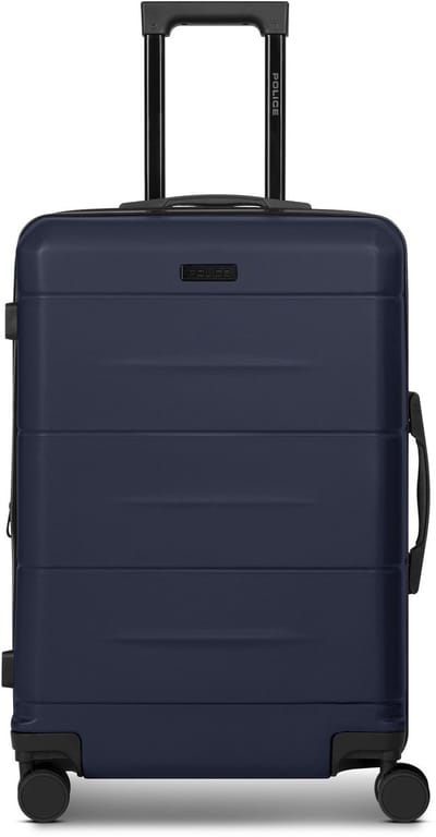 Police London 4 wielen Trolley 64 cm met uitbreidingsplooi - Harde bagage - Combinatieslot - dark navy