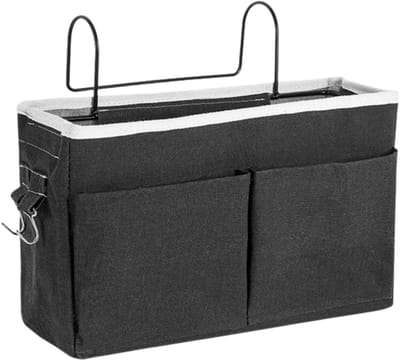 Bedside Pocket - Zwart - Bed Opbergzak - Katoen - Opbergzak Bed - Bedside Table - Bedside Organizer - Bedside Pocket Opbergzak