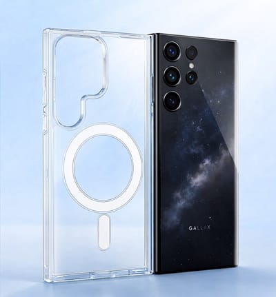 MagSafe Hoesje geschikt voor Samsung Galaxy S24 ultra – Transparante Back Cover Geschikt voor Samsung Galaxy S24 ultra - 1x Gratis - Glass Screenprotector