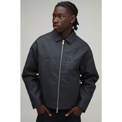 Boxy Fit Geborduurd Homme Pu Harrington Jack | Black | Size XS