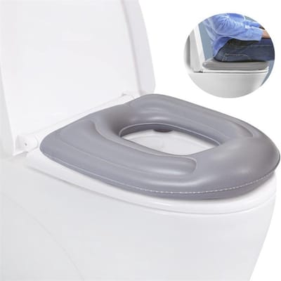 Verhoogd en Comfortabel WC-kussen in Grijs Leerlook – Ergonomisch Zitkussen voor Extra Ondersteuning en Hygiëne op de Toiletbril