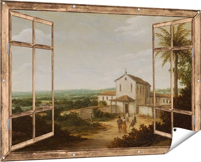 Gards Tuinposter Doorkijk Kerkelijk Gebouw in Brazilië - Frans Jansz. Post - 150x100 cm - Tuindoek - Tuindecoratie - Wanddecoratie buiten - Tuinschilderij