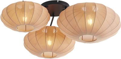QAZQA bida - Japandi Plafondlamp - 3 lichts - L 80 cm - Bruin - Woonkamer | Slaapkamer