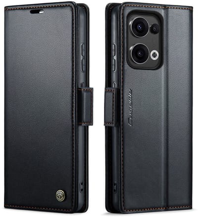 CaseMe Wallet Case met RFID Bescherming Kaarthouder en Magneetsluiting voor OPPO Reno 14 / Reno 13 _ Zwart