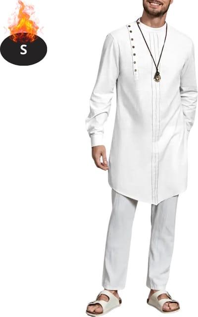 Nivard Islamitische Kleding - Djellaba Heren - Moslim Kleding - Arabisch Mannen Kaftan - Alhamdulillah - Wit S