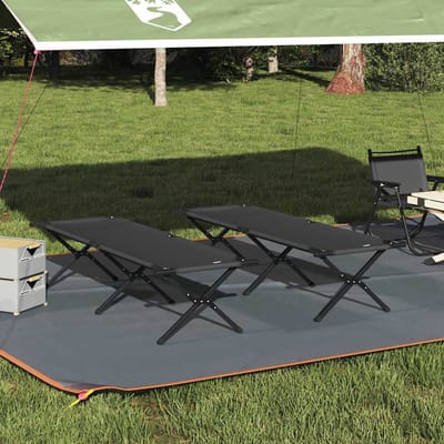 vidaXL - Opvouwbaar - Campingbed - 2 - st - Zwart - 193 - x - 69 - x - 45 - cm - Oxford - stof
