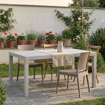 Tuin Eettafel - Picknicktafel Buiten - Buiten Dineren - Gemaakt in Italië - 150 x 90 x 74 cm - Wit