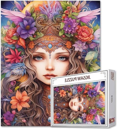 Mooie bloemen godin puzzels voor volwassenen, 1000 stukjes, interessante kleurrijke engelpuzzels voor grappige uitdagende familieactiviteit, spel, doe-het-zelf puzzel voor woondecoratie, cadeaus voor