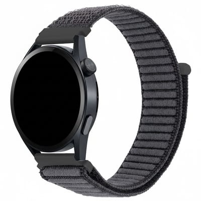 Nylon bandje - geschikt voor Garmin Venu (2 Plus) / Venu SQ (2) / Vivomove (Style - Sport) / Vivoactive 3 / 5 / 6 / Forerunner 55 / 165 / 245 / 645 / 570 - 42mm - donkergrijs