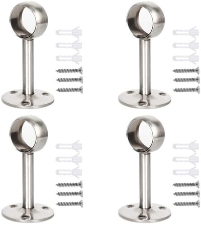 Allecto - Stangen Flenset - Roestvrij Stalen Drager - Zilver - Gordijnroede - Perfect voor Kledingkast en Keuken - 22 mm
