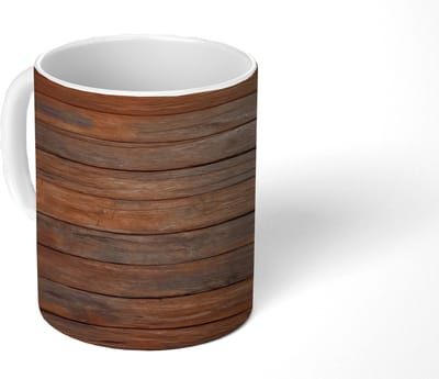 Mok - Koffiemok - Houten plankpatroon - Warmte - Natuurlijk - Mokken - 350 ML - Beker - Koffiemokken - Theemok