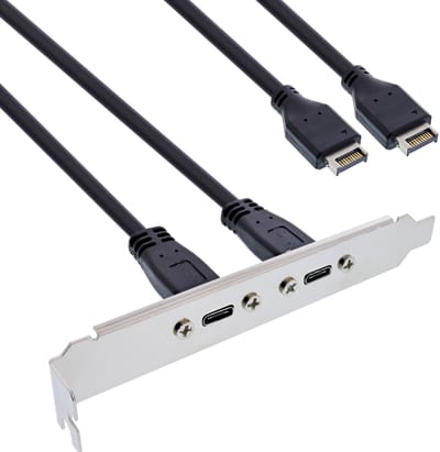 InLine® Slot bracket 2x USB-C naar USB 3.2 voorpaneel Key-A intern, 0,5m