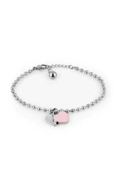 Daniel Klein DKJ.3.1007-1 - Armband - Dames - Vrouwen - Staal - Klein hartje - Zilverkleurig - Roze