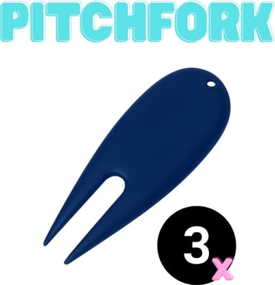Pitchfork Set – 3 Stuks – Donkerblauw – Duurzaam & Lichtgewicht – Golf Divot Tool – Repartie Green - Golfaccesoires - Golfbalmarker - Onmisbaar voor elke Golfer