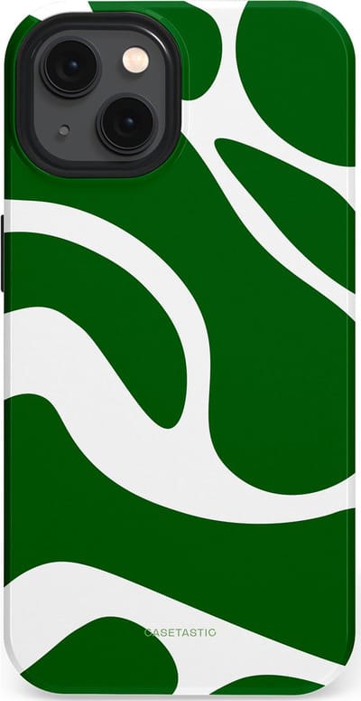 Casetastic Hoesje Geschikt voor Apple iPhone 13 Magsafe - Stijlvolle Beschermende Duo-layer Case - Groene Golven
