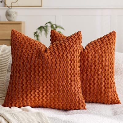 Housse de coussin unie en velours côtelé 30x50/40x40/45x45/50x50cm Housse de coussin décoratif Housse de coussin de tête Articles de décoration intérieure 40x40cm