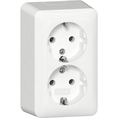 Gira Opbouw Dubbele Schuko Stopcontact Puur Wit - 478014
