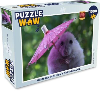 Puzzel Hamster met een roze parasol - Legpuzzel - Puzzel 1000 stukjes volwassenen