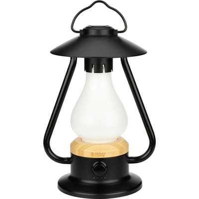 Abbey Camp Retro oplaadbare LED Lantaarn - OSLO-279 - Zwart