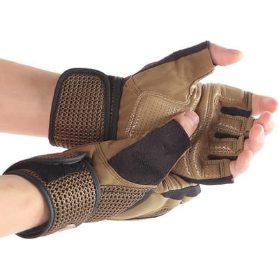 Man Mannen Fitness Sport Halfvinger Handschoenen Verlengde Polsbeschermer Beschermende Uitrusting Bruin(L ) black