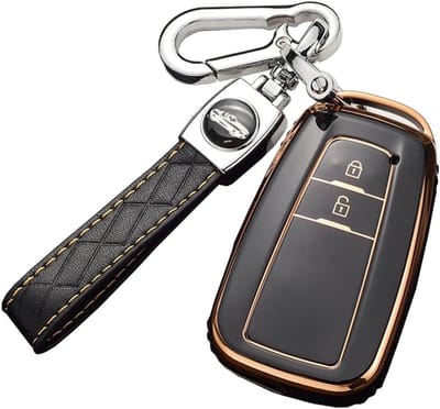 Sleutelhoes voor Toyota modellen zoals CHR, Prado, Prius, Camry en RAV4 (2017-2019) - Bescherming en accessoires voor autosleutels, zwart, voor 2 sleutels