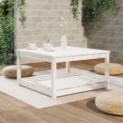 vidaXL - Tuintafel - 82,5x82,5x45 - cm - massief - grenenhout - wit