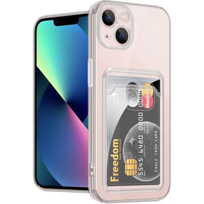 Ceezs telefoonhoesje geschikt voor Apple iPhone 13 transparant hoesje met pasjeshouder - ruimte voor pasjes