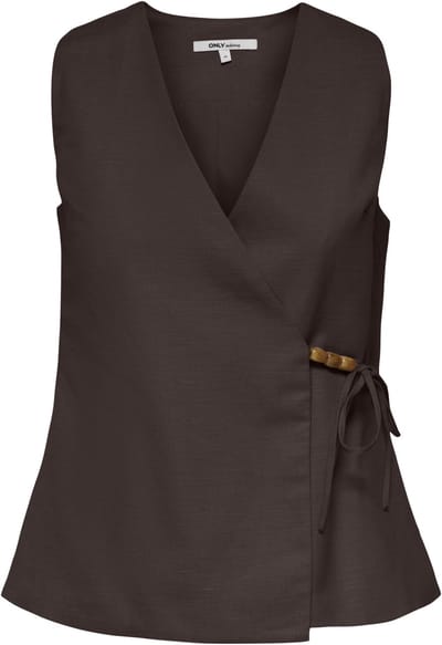 Only bruine dames vest   V-hals   Regular fit   Strikkoordsluiting   Duurzaam   Mouwloos Bruin 38