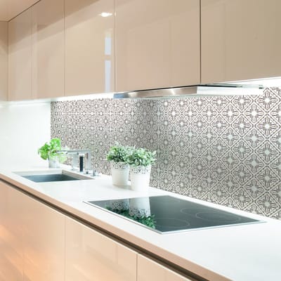 Zelfklevende tegelmuurstickers voor keuken en badkamer - 24 cementtegelstickers, Azulejos Lavinia-stijl - 24 stickers, 10x10 cm