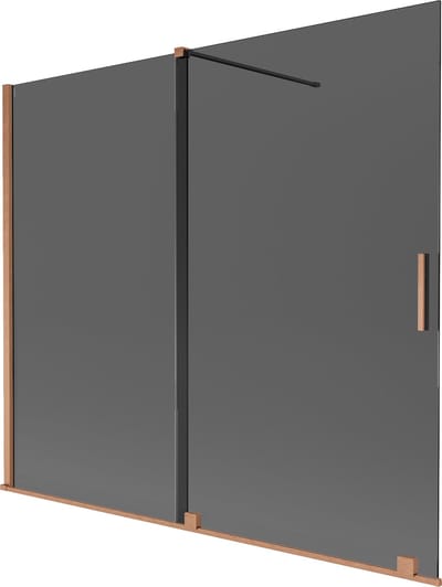 Mexen Velar badwand 2-vleugelig schuifbaar 180 x 150 , grafiet, geborsteld koper - 896-180-000-41-65