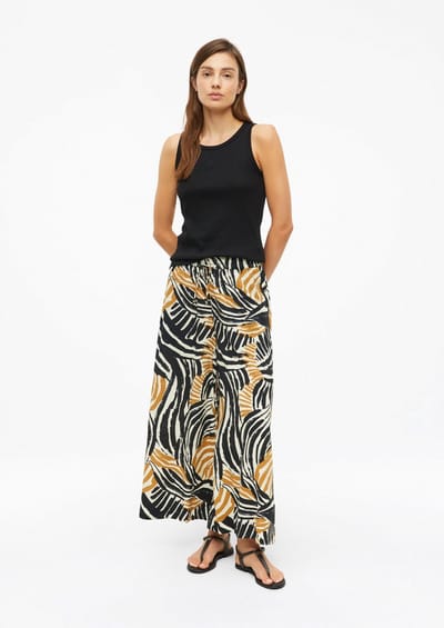 Hoge taille broek van jersey relaxed fit extra wijde benen dames s.Oliver