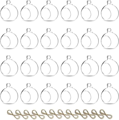 24 Stuks Hangende Glazen Theelichthouders in Globe Vorm - 6cm - Theelichthouders voor Bruiloft, Kerst en Halloween - Decoratieve Ornamenten voor Buiten en Tuin
