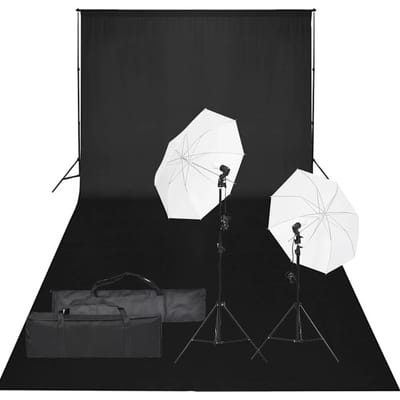 vidaXL - Fotostudioset - met - verlichtingsset - en - achtergrond