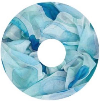 Dunne Colsjaal - Print - Petrol/Ecru - 80 x 50 cm (20301#)
