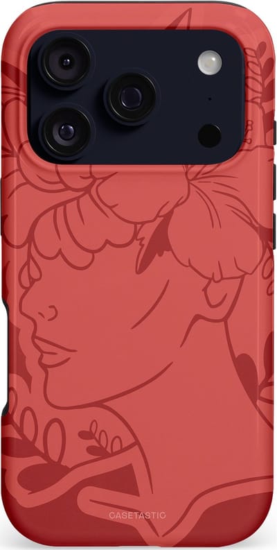 Casetastic hoesje geschikt voor Apple iPhone 17 Pro - MagSafe - Dubbellaagse bescherming - Bloemenfluistering - Fashion Case - Koraal Terracotta