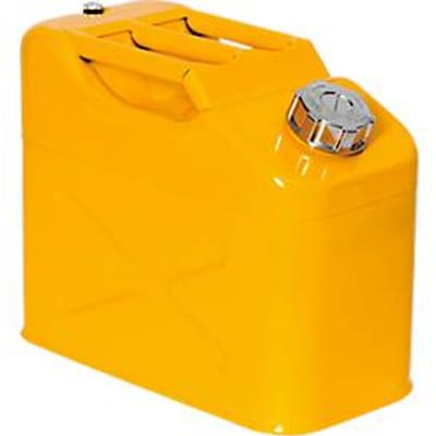 Veiligheid Jerrycan, plaatstaal, 10 l, B 170 x D 340 x H 280 mm, schroefdop, ontluchtingsventiel, geel