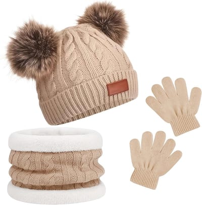 Winterse 3-delige Set voor Kinderen: Warme Muts, Sjaal en Handschoenen voor Jongens en Meisjes van 1-5 Jaar, Perfect voor Buitenactiviteiten en Koude Weer