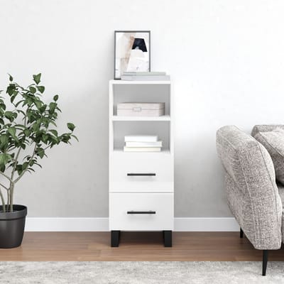 vidaXL - Dressoir - 34,5x34x90 - cm - bewerkt - hout - hoogglans - wit