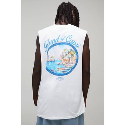 Oversized Capri Ovaal Print Tanktop | White | Size Large