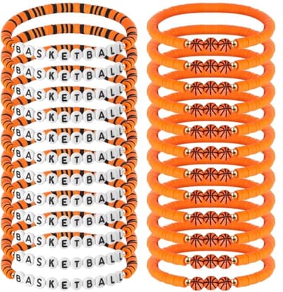 Set van 24 verstelbare basketbalarmbanden in oranje en zwart - Sportieve sieraden voor tieners