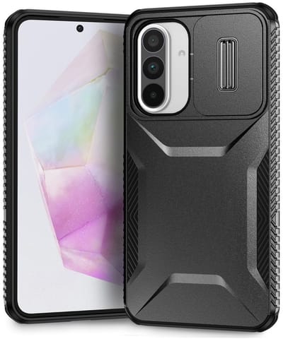 Hoesje Geschikt voor Samsung Galaxy A56 / A37 / A36 | Back Cover met Camera Slider | Schokbestendige Case | Camera Cover | Stevig | Zwart