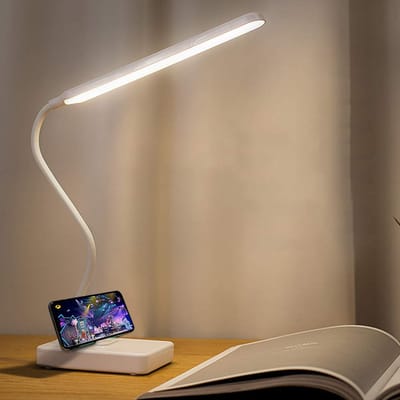Ynkkvre - bureaulamp - draadloos en oplaadbaar via USB - 2000 mAh batterij - touch bediening - 3 kleuren en 6 helderheidsniveaus verstelbaar - draagbare leeslamp voor kinderen en studie