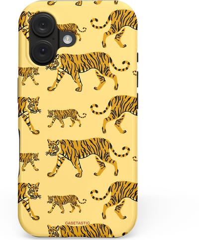 Casetastic hoesje geschikt voor Apple iPhone 16 - MagSafe - Dubbellaagse bescherming - Streep van de natuur - Fashion Case - Goud Taupe
