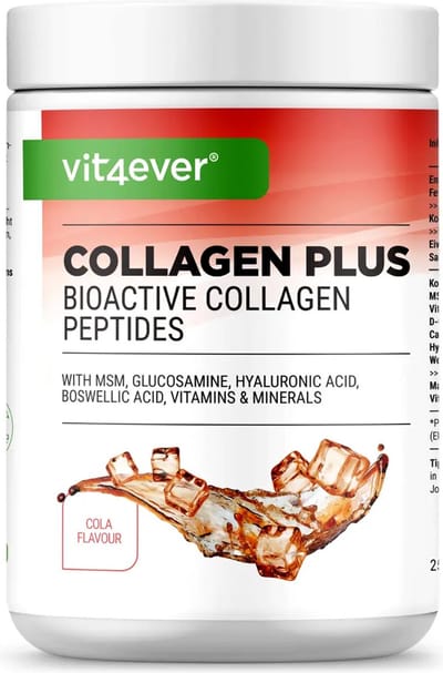 Collageen Plus - 500 g poeder met MSM, glucosamine HCL, hyaluronzuur, wierookextract - 100% bioactieve collageenhydrolysaatpeptiden - collageen type 1 & 3 - Colasmaak