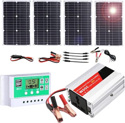 Zonnepaneelset Off-Grid - Zonne-energie Systeem - Energie Opwekken - Compleet Inclusief Omvormer - 300W - Zwart