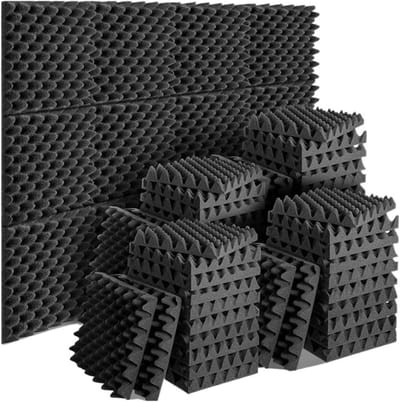 Akoestische Panelen - Geluidsisolatie Schuim - Geluidsreductie Thuis - Zelfklevend Ontwerp - 48 stuks - Zwart