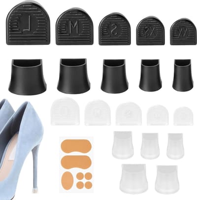 Hakbeschermers voor Hoge Hakken met Voetmassage, Antislip TPU, Transparant en Zwart, Ideaal voor Stiletto's en Dansschoenen, Verkrijgbaar in 5 Maten, Comfort en Bescherming