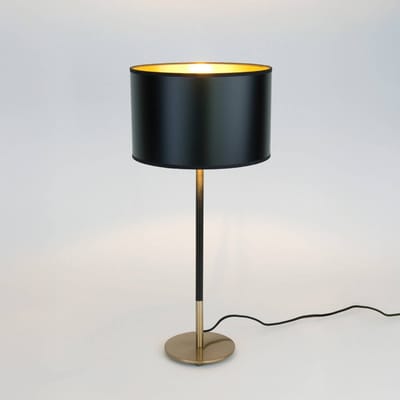 Holländer Tafellamp ENZIO, zwart/goud, hoogte 59 cm, metaal/kunststof