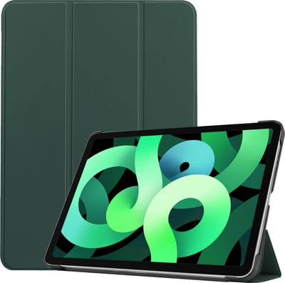 Hoes - Geschikt voor Apple iPad Air 5 (2022) - 10.9 inch - 5e Generatie - M1 - Dun & Stevig - Trifold Bookcase - Hard Cover - Hardcover Book Case - Tablet Hoesje - Donkergroen